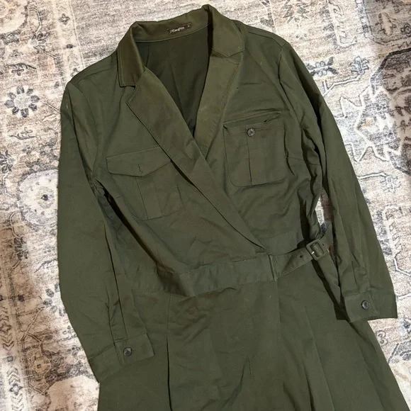 J.McLaughlin Nikita olive green wrap belted utility midi dress size M - Picture 5 of 12